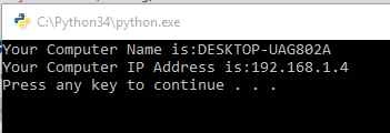 Introduction In this blog, we will see how can we get IP Address of the computer using Python. IP Address An Internet Protocol(IP) is a numeric label which is assigned to each device. This is the method or protocol by which message can be sent over the internet. IP Address is an unique Identity of an device by which it can be uniquely identify. Code: 1. import socket 2. hostname=socket.gethostname() 3. IPAddr=socket.gethostbyname(hostname) 4. print("Your Computer Name is:"+hostname) 5. print("Your Computer IP Address is:"+IPAddr) Output: *