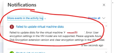 Azure VM - Failed to update virtual machine disks (Solved)