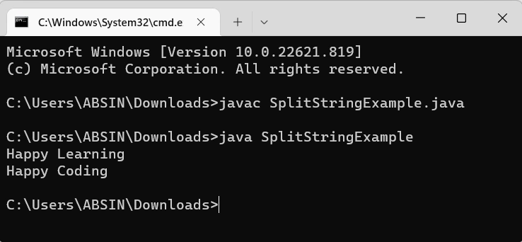 Split A String In Java