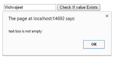 textbox is not empty