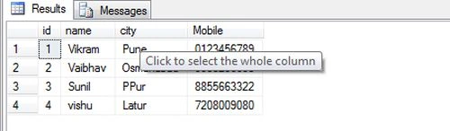 query result
