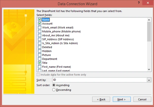 Selecting the needfull fileds from