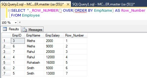 SQL ROW_NUMBER() Function without Partition By clause