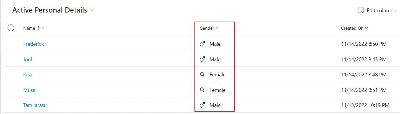 Add icons to all records of a view based on a condition in Power Apps