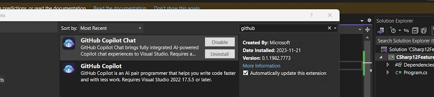 Github Copilot and Github Copilotchat
