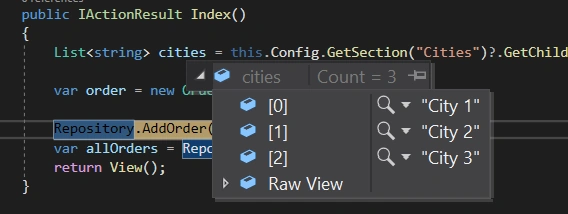 Read config value of array type in .Net core