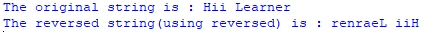 Reverse string using the reversed method