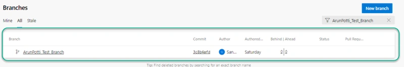 How to restore a deleted Git Branch in Azure DevOps