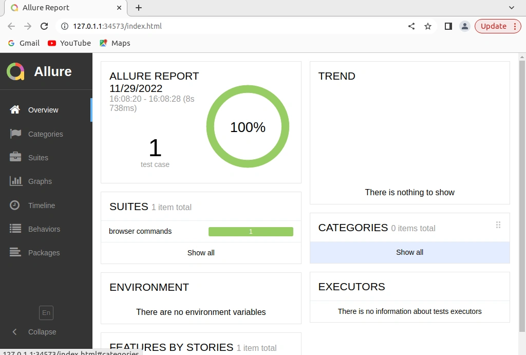 Allure report in Webdriver IO