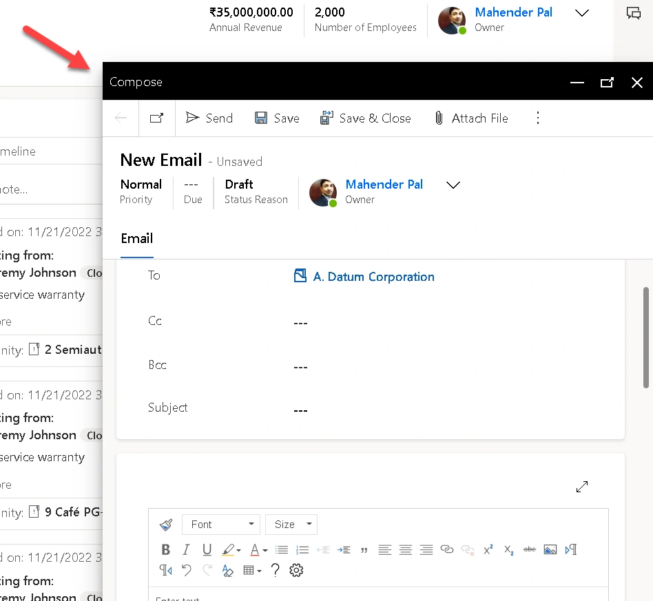 Using Enhanced Email Feature In Dynamics 365 CE
