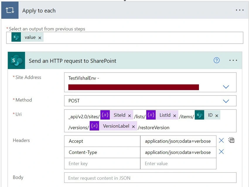 Sent an HTTP request to SharePoint
