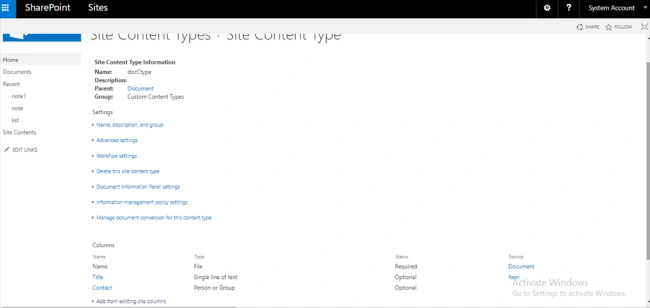 Add and Remove Site Columns from Site Content Type