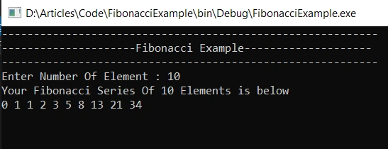 Fibonacci Series In C# Console Application