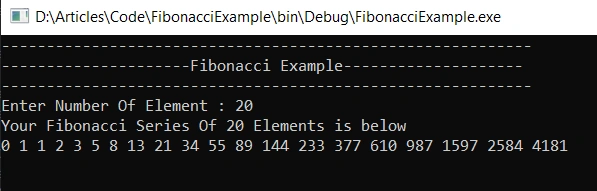 Fibonacci Series In C# Console Application
