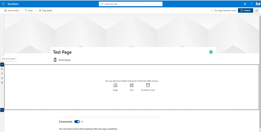 Create a Full-Width Section in a SharePoint Online Page