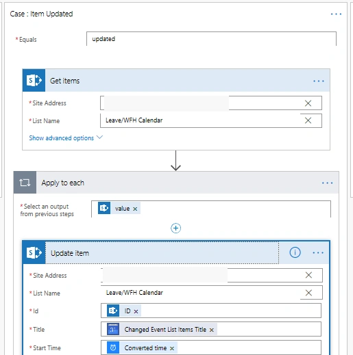 MS Flow - Sync Google with SharePoint Calendar List