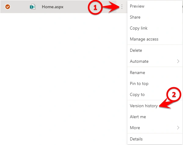 Restore SharePoint Online Page Via Version History