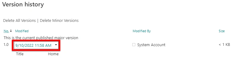 Restore SharePoint Online Page Via Version History