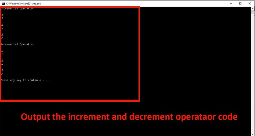 Increment and Decrement Operators using C# code