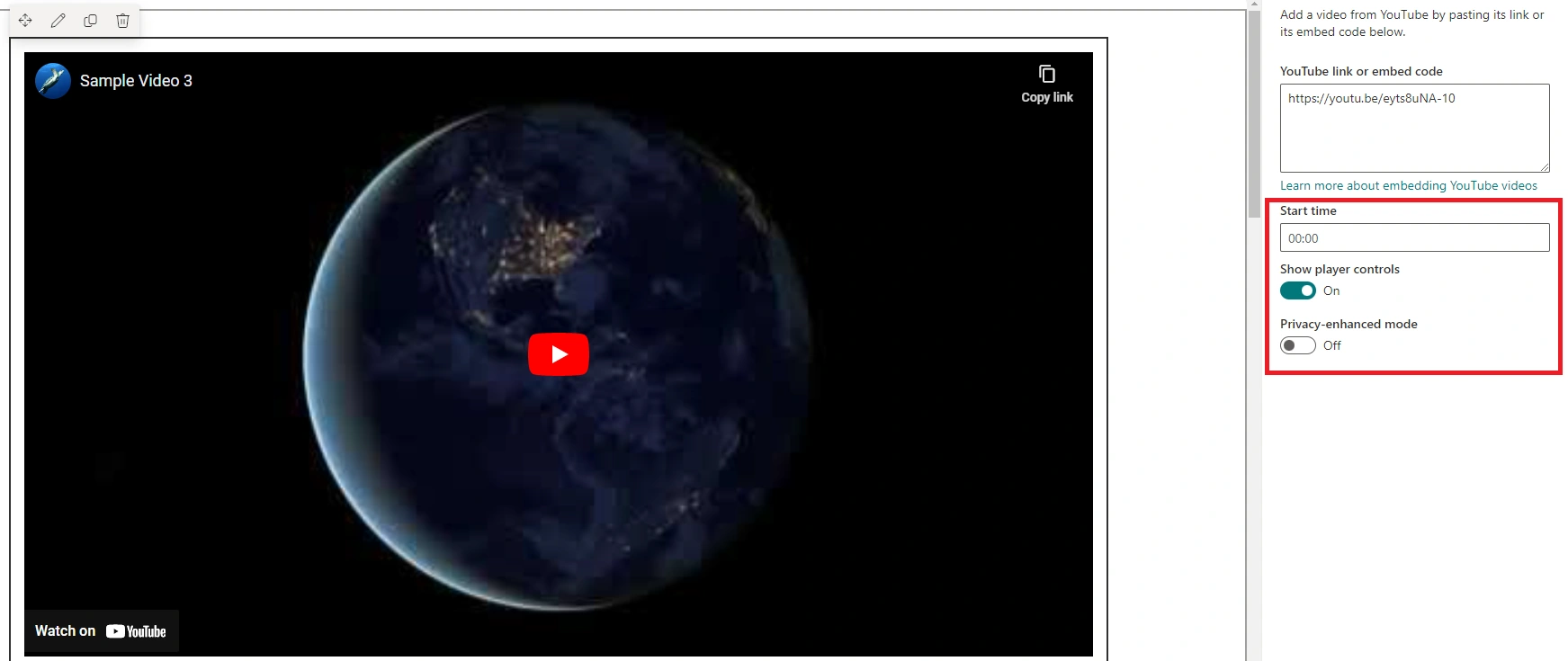 Video Embed using YouTube webpart in SharePoint Online Modern Page