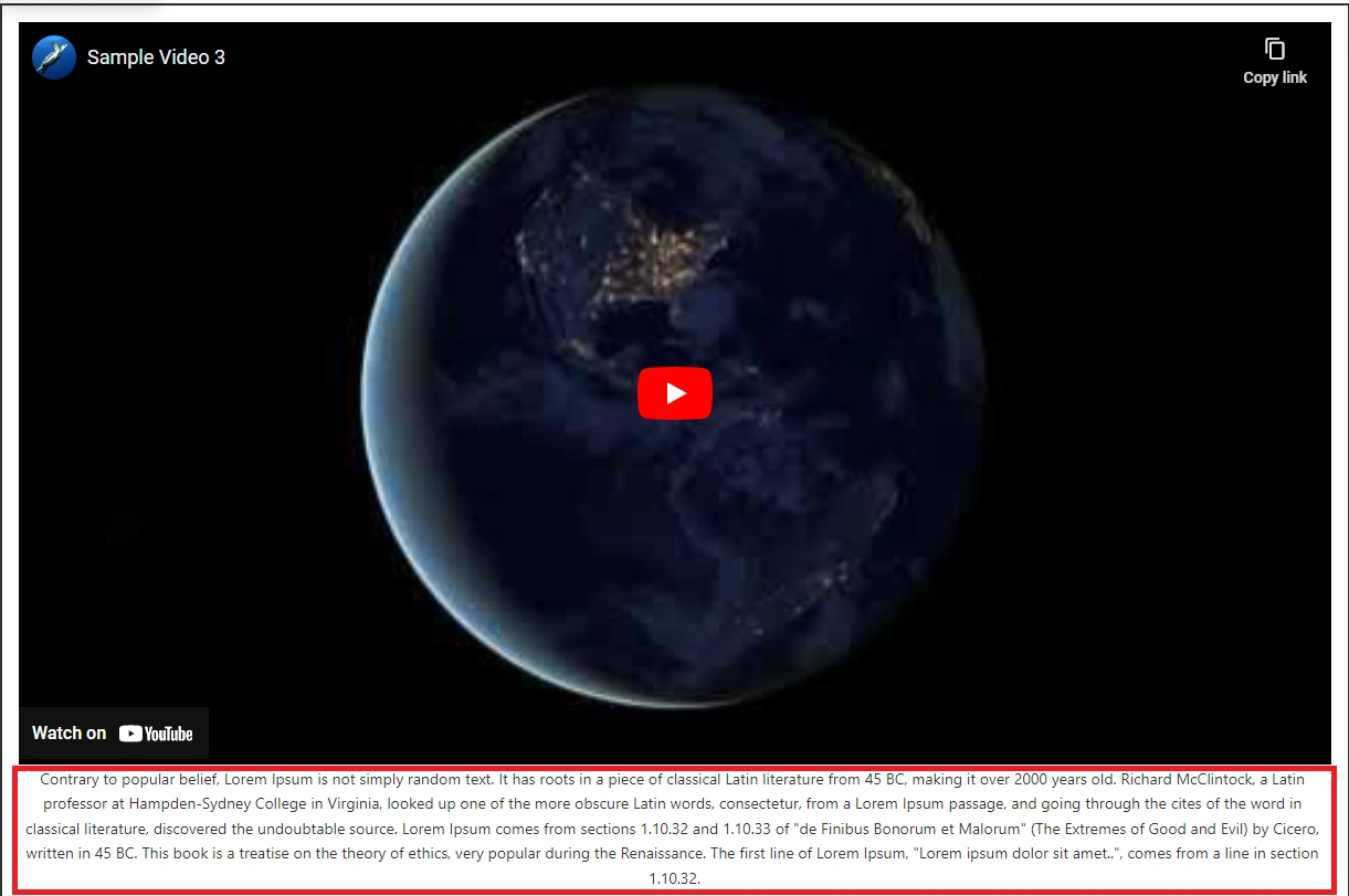 Video Embed using YouTube webpart in SharePoint Online Modern Page