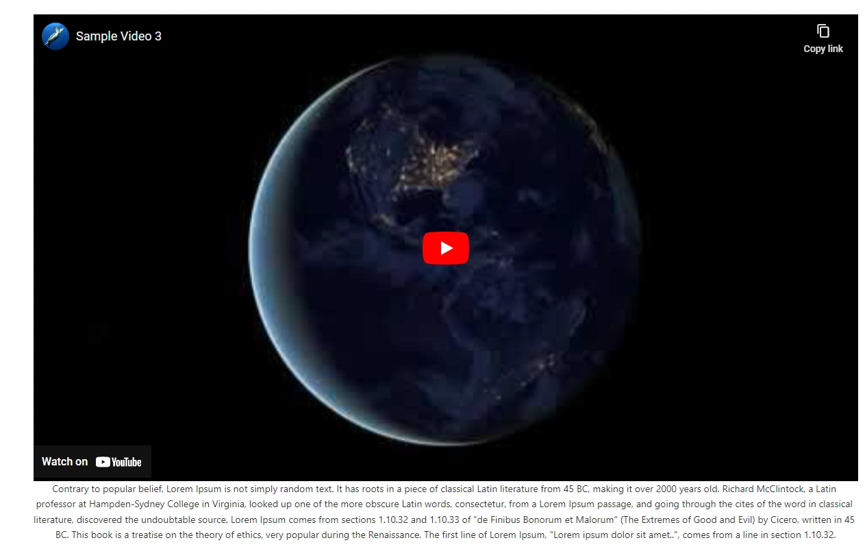 Video Embed using YouTube webpart in SharePoint Online Modern Page
