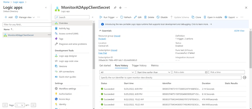 Azure Logic App as a Connector to send notification