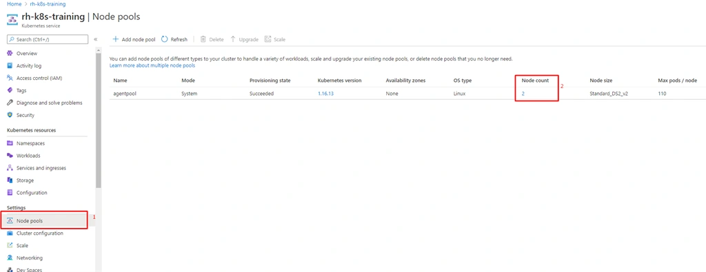 How to scale Azure Kubernetes Service Cluster by using Azure Portal