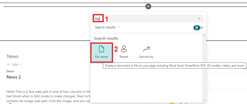 Video Embed using File Viewer webpart in SharePoint Online Modern Page