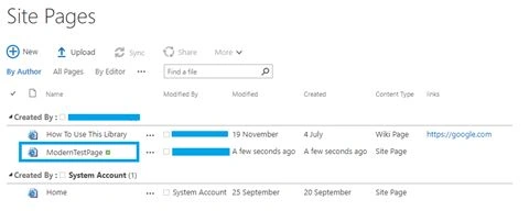 Destination Page Library after Migration