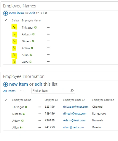 Create List Relationship By Using Unique Value
