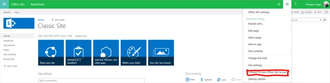 Convert Classic Site Collection To Modern Site Within OOTB Feature
