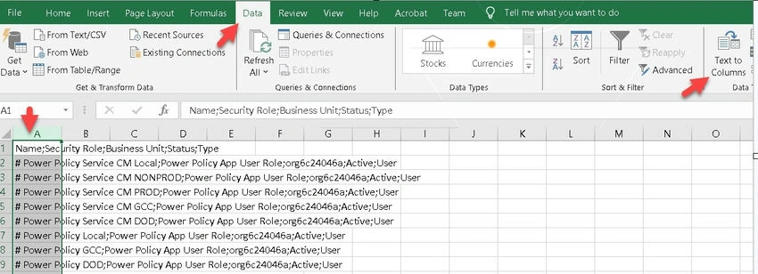 CSV file