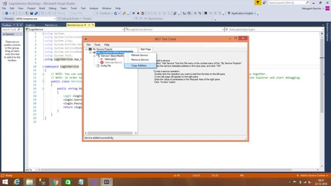 Log In Using ASP.NET MVC and WCF SOAP With Entity framework Using LINQ