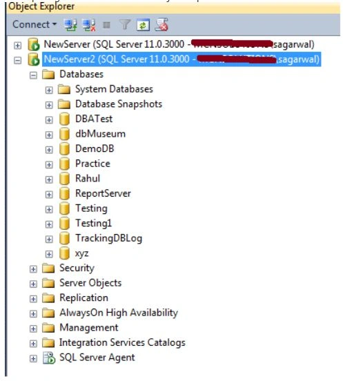 connection for Object Explorer