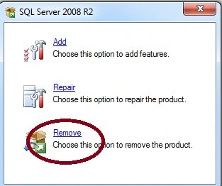 Selection Option in Sql Server Uninstallation