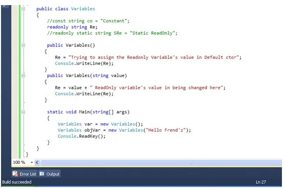 Readonly variable