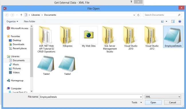 GivePathForXmlFileInAccess2013.jpg