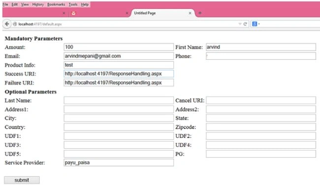 Fill up all required details for process order
