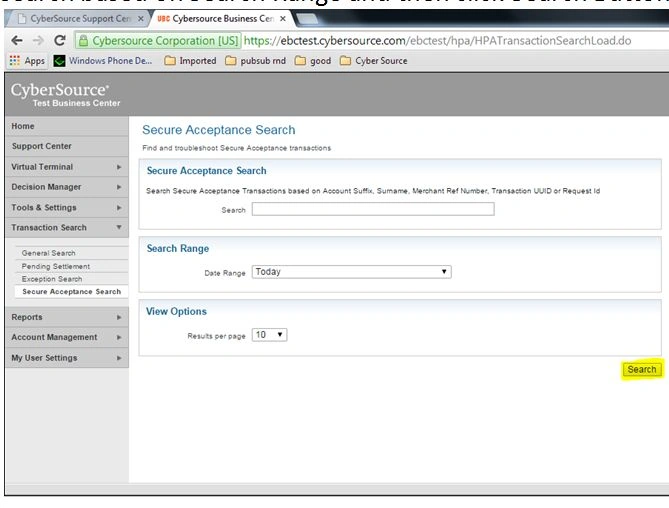 click Search Button