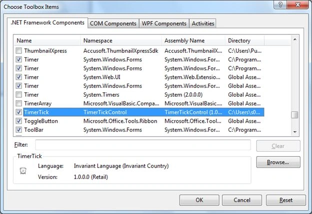 Browse and select the DLL