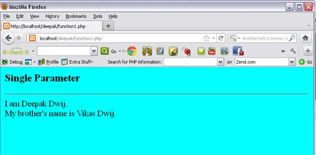 PHP functions with one parameter