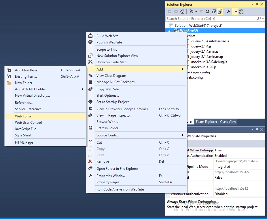 Add WebForm