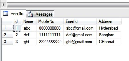 query results