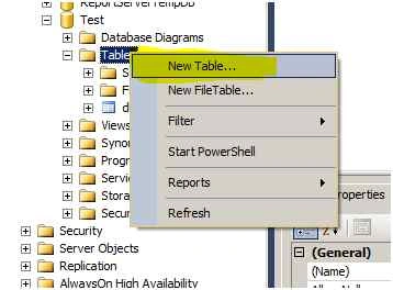 Create table