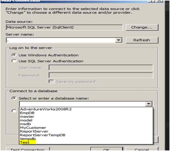 select database