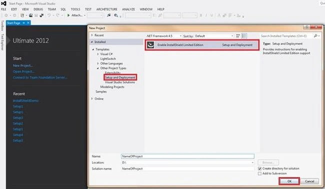 Setup using InstallShield