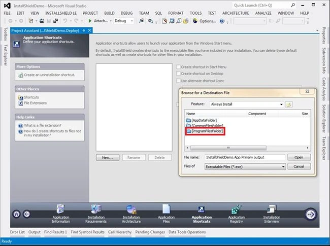 Setup using InstallShield
