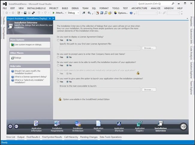 Setup using InstallShield