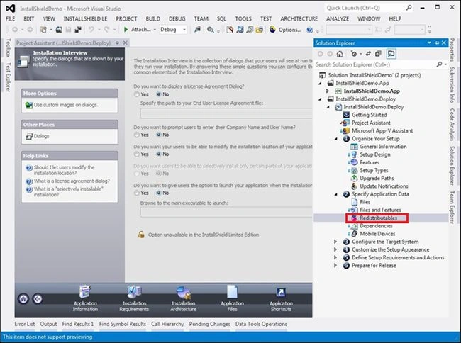 Setup using InstallShield